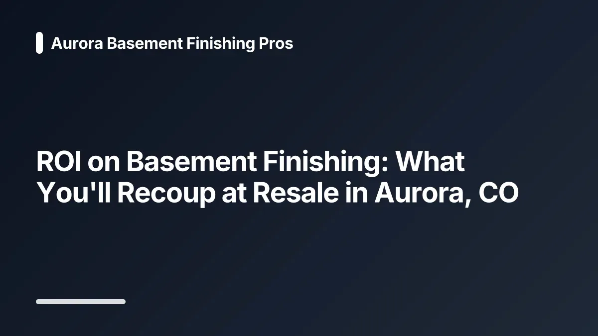 basement finishing resale value