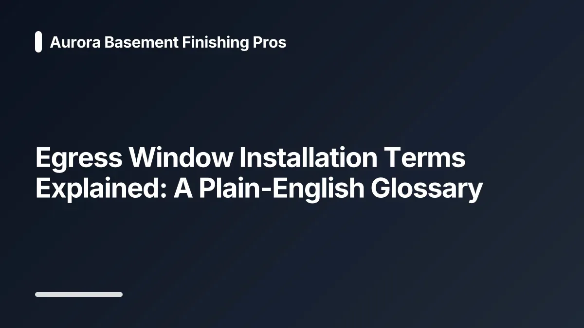 egress window installation glossary
